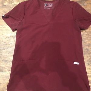 Figs scrub maroon/burgundy top